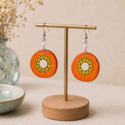 Earrings Sunflower Orange 2.8 x 2.3cm