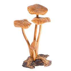 Hand-Carved Four Toadstool Sculpture (50cm)