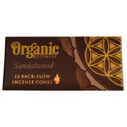 Organic Goodness Sandalwood 12 Back-Flow Incense Cones set of 6 