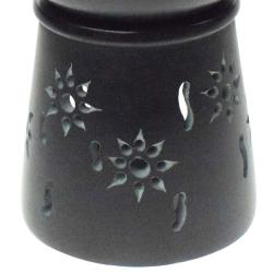 Oil burner palewa soapstone tapered shape floral pattern 6.5x8.5cm