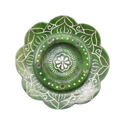 Incense holder, palewa stone, lotus green 5.5cm diameter