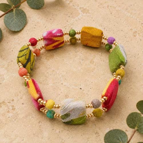 Bracelet Recycled Square Beads 7cm