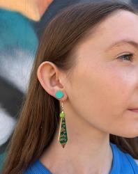 Earrings, recycled circuit board, tie shape