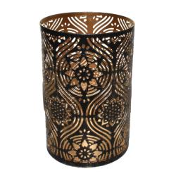 T-lite holder, metal die cut, brown floral, 15cm height