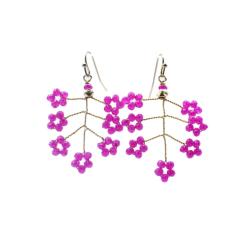 Earrings Delicate 7 Sparkling Pink Flowers