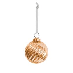 Glass Bauble Round Swirly Pattern 7.5cm Copper Colour