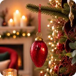 Hanging Tree Decoration Glass Strawberry Red