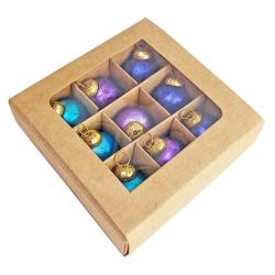 Box of 9 Glass Tree Decorations Round Blue Lilac Violet