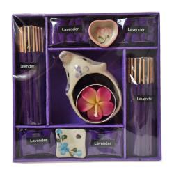 Lavender incense and candle gift set with elephant shaped t-light, 15x15 cm