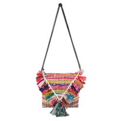 Rag Chindi Bag Recycled Sari Triangle Flap 