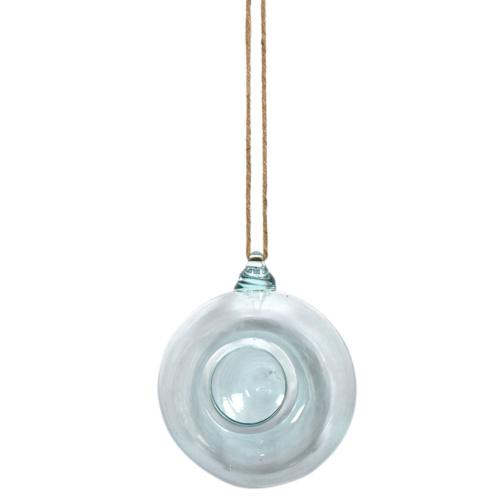 Terrarium recycled glass jute rope to hang 15cm diameter, plants not included