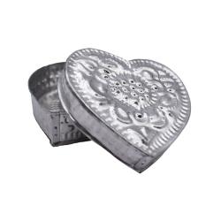 Trinket Box / T-lite Holder, Heart Shape, Lightweight Aluminium 8.5 x 7 x 3cm