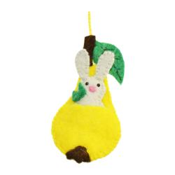Hanging decoration, felt rabbit in pear