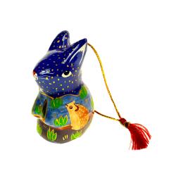 Hanging decoration, woodand scene on rabbit, papier maché
