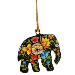 Hanging decoration, black elephant papier mâché