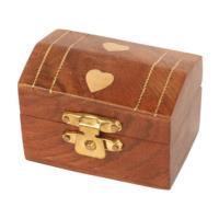 Wooden box with brass inlay hearts