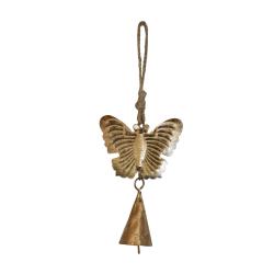 Hanging bell recycled wrought iron, butterfly 6 x 10cm