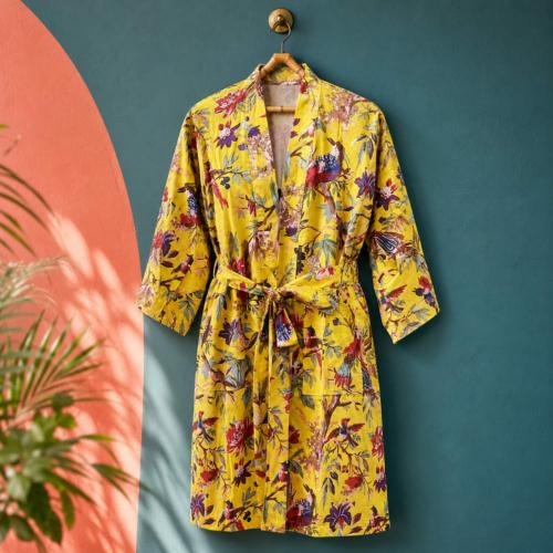 Kimono Leftover Fabric Yellow Main Colour One-Size