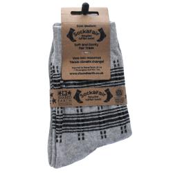 Socks Recycled Cotton / Polyester Squares Light Grey Shoe Size UK 3-7 Womens