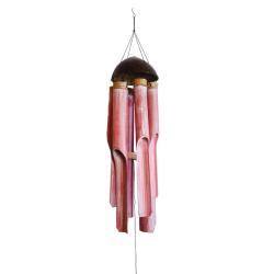 Bamboo windchime with coconut top red wash 48/110cm