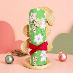 Christmas Tea Towel + Wood Candy Cane Stand Recycled Cotton