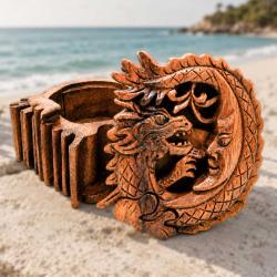 Dragon and Moon Puzzle Box Suar Wood