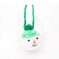 Hanging Hand Knitted Snowman Christmas Decoration Green Hat