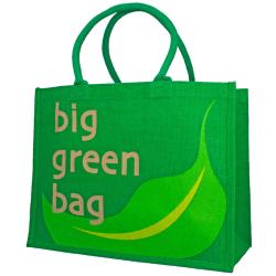 Jute shopping bag, big green bag