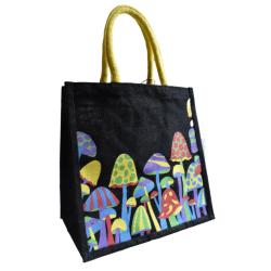 Jute shopping bag, Mushrooms 30x30cm