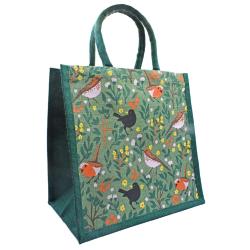 Jute Shopping Bag, Garden Birds 30x30cm