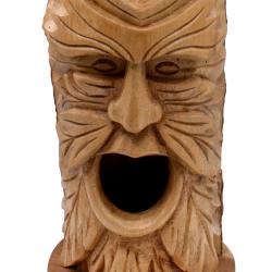 Hanging bird house, carved jempinis wood Green Man 30cm