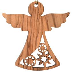 Hanging Christmas decoration, olive wood, angel 5.5 x 6cm