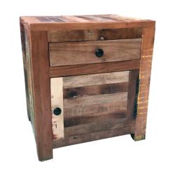 Bedside Cabinet Retro Recycled Wood