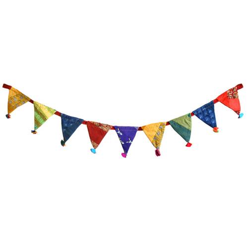 Garden flags/bunting, recycled fabric assorted colours