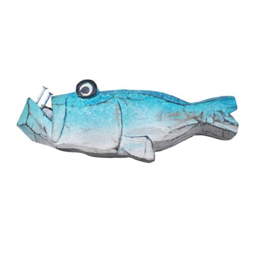 Piranha with 2 Nail Teeth Albesia Wood 25x2.7x9cm