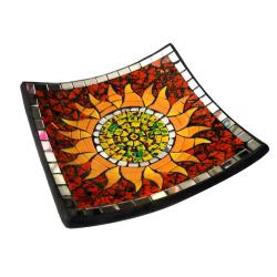 Curved plate glass mosaic, sun design 30 x 30 x 9cm