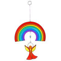 Suncatcher angel under rainbow 16x20cm