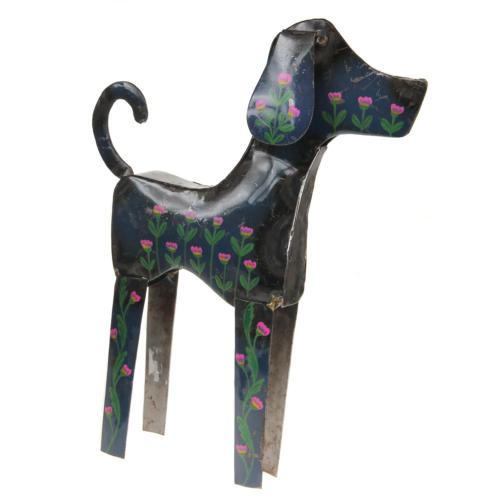 Dog, recycled oil drum