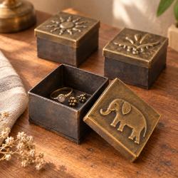 Set of 20 mini metal trinket boxes, 2 each of 10 designs