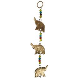 Metal Hanging Windchime / Mobile, 5 Elephants Recycled Metal 60cm