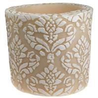 Candle pineapple damask white + ivory, 10cm recessed