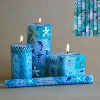 2 hand painted dinner candles, Samaki