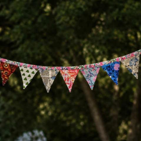 Recycled Cotton Patchwork Bunting 17 Triangles