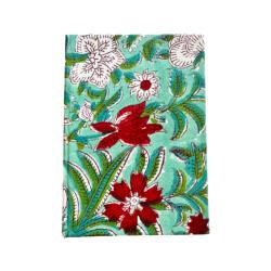 Notebook Recycled Paper Floral Turquoise Green Red 13 x 18cm