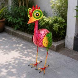 Let's Boogie Tall Bird – Red Recycled Metal Sculpture