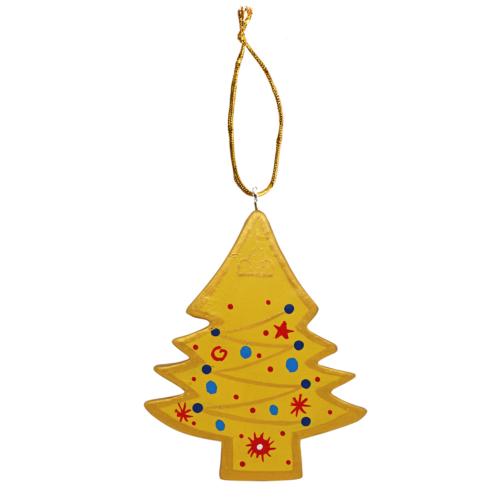 Hanging Christmas Decoration, Yellow Wooden Tree