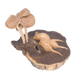 Handcrafted Woodland Wall Hanging with Three Mice and Toadstools