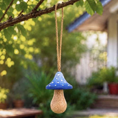 Handcrafted Blue Woodland Toadstool Hanging Decoration