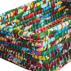 Set of 3 rectangular grass baskets, multicoloured