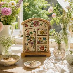 Chest of Drawers Handpainted Wood Storage Cabinet 20x13x26cm
